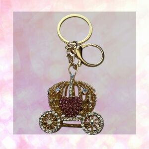 🦄 Pink Pumpkin Carriage Rhinestone Bag Charm!